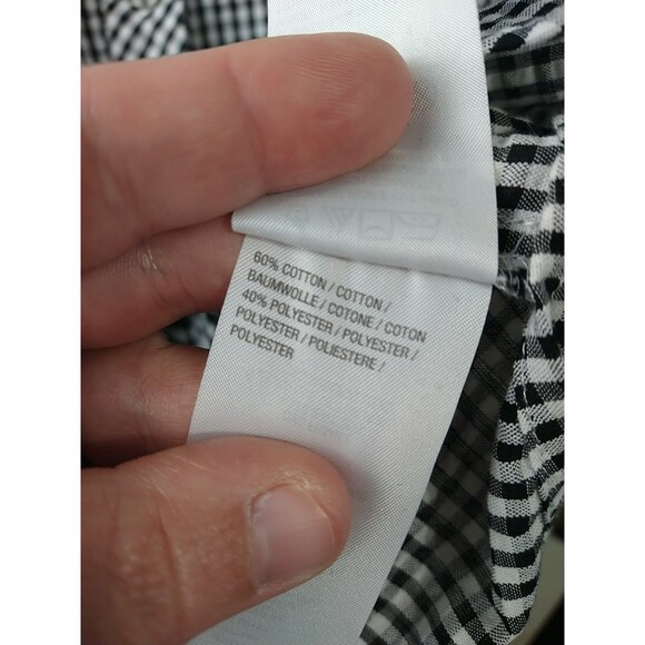 Quacker Factory Woman XXS Shirt Black White Checked Rhinestone Seer Sucker Long - Picture 8 of 9